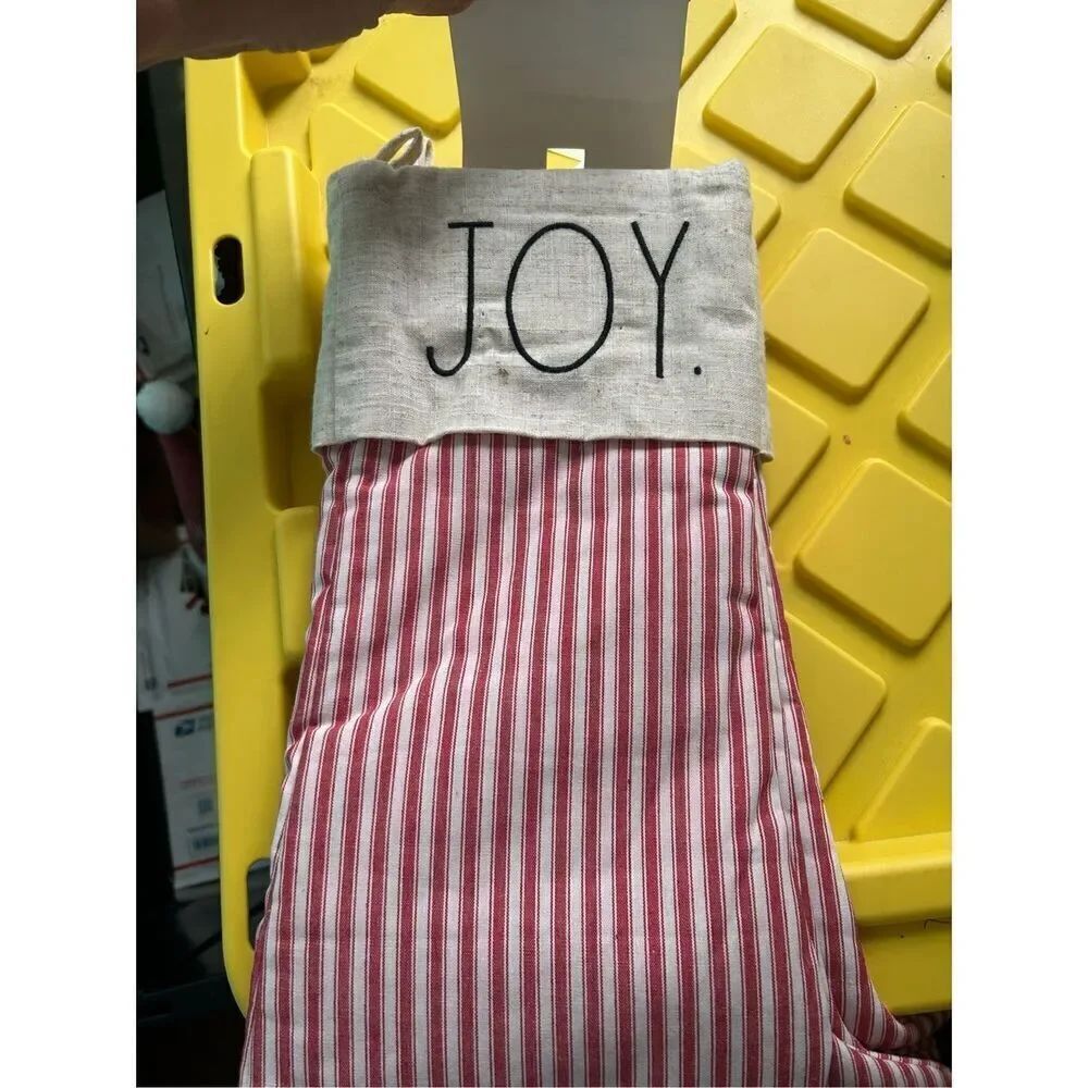 Rae Dunn Holiday Stockings Set Of 3 JOY/PEACE/LOVE Red & White Striped